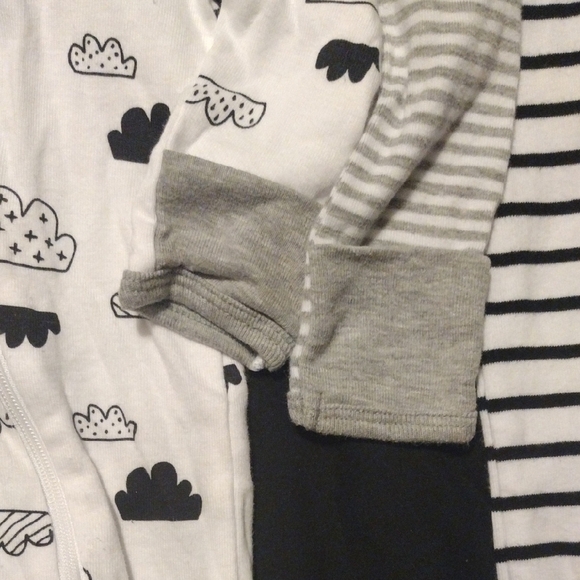 Cloud Island White and Black Footies One Pieces With Hand Mitts​​ - Picture 3 of 5